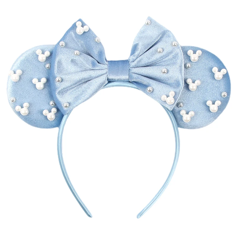 Neue schicke Perlen 3,3" Mausohren Stirnband 5'' Samt Schleife Haarband für Mädchen Festival Party Cosplay DIY Haarschmuck Frauen Geschenk – Detail 15