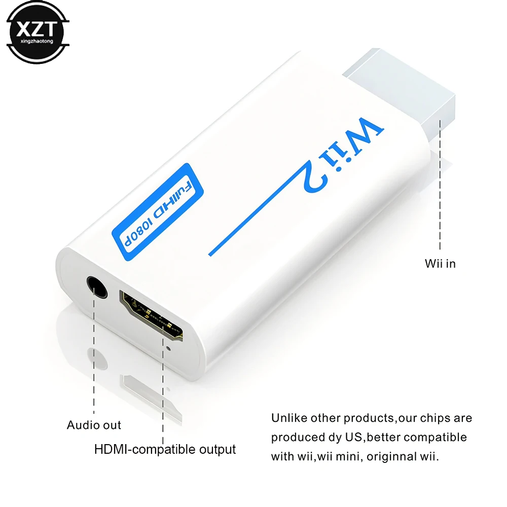 Full Hd 1080P Wii A Hdmi-Adattatore Convertitore Compatibile Wii2Hdmi-Compatible Convertitore 3.5Mm Audio Per Pc Hdtv Monitor Display