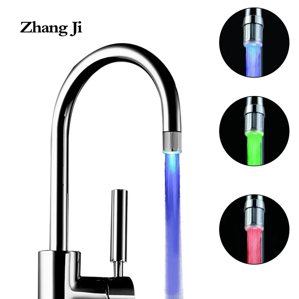Zhang Ji LED Temperature Sensitive 3-Color Light-up Faucet Kitchen Bathroom Glow Water Saving Faucet Aerator Tap Nozzle Shower 1