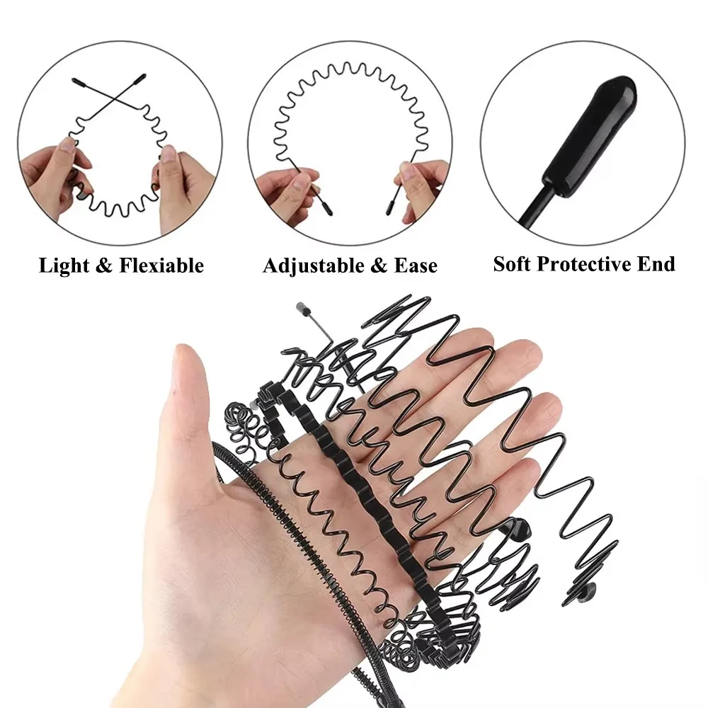 Invisible Black Iron Metal Headband Women Men Unisex Long Hair Sport Face Washing Wave Hairband Hair Jewelry Accessory hair accessory