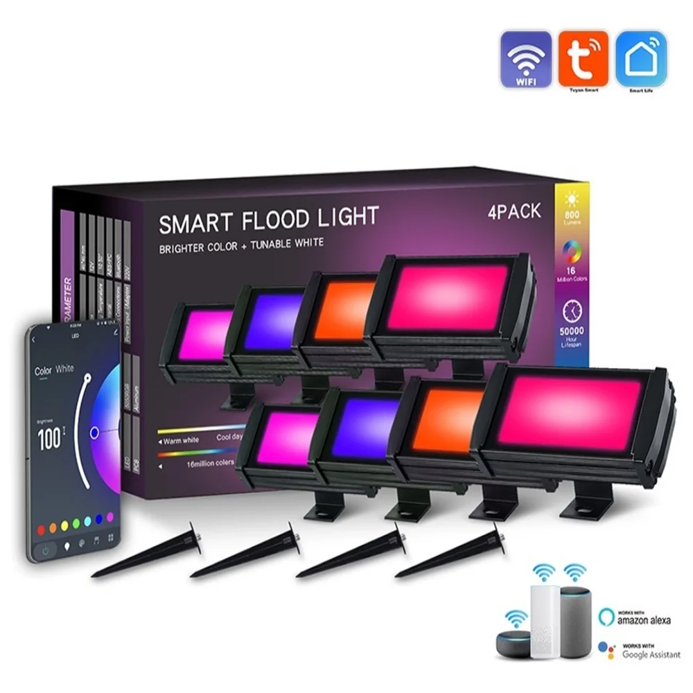 

Смарт Bluetooth APP RGB прожектор наружный светодиодный проектор IP67 Водонепроницаемый Foco наружное освещение для сада