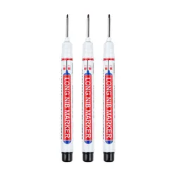 Multi - Purpose Deep Hole Marker Pens for Woodworking and Decoration - 20MM Long Head, Red/Black/Blue/White Ink (20mm - Black - 3 Pcs)
