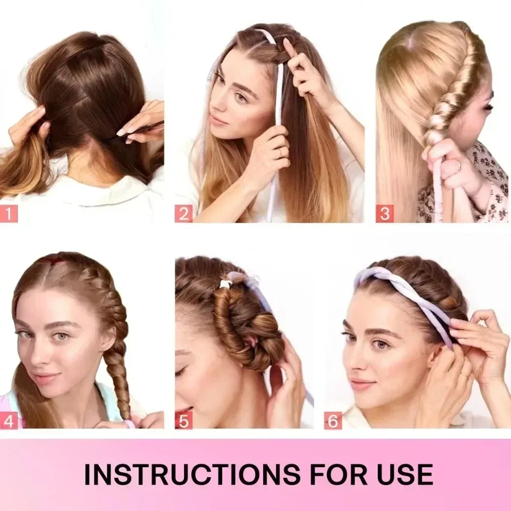 1.6m No Heat Hair Rollers Heatless Curling Rod Headband Soft Hair Curlers Lazy Silk Curls Sleeping Headband Styling Tools