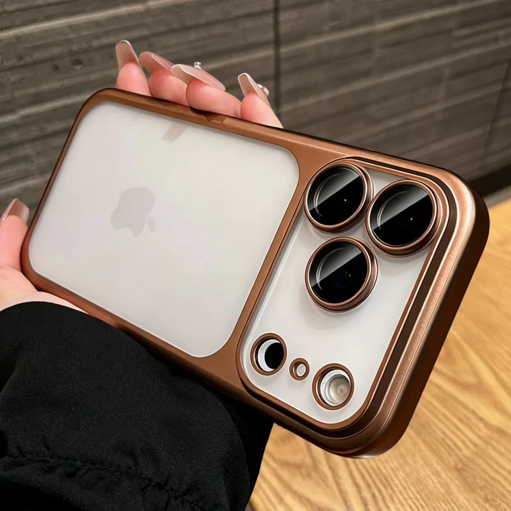 Luxury Sky Blue Plating Transparent Case with Air Lens Protection and Matte Backplate Cover