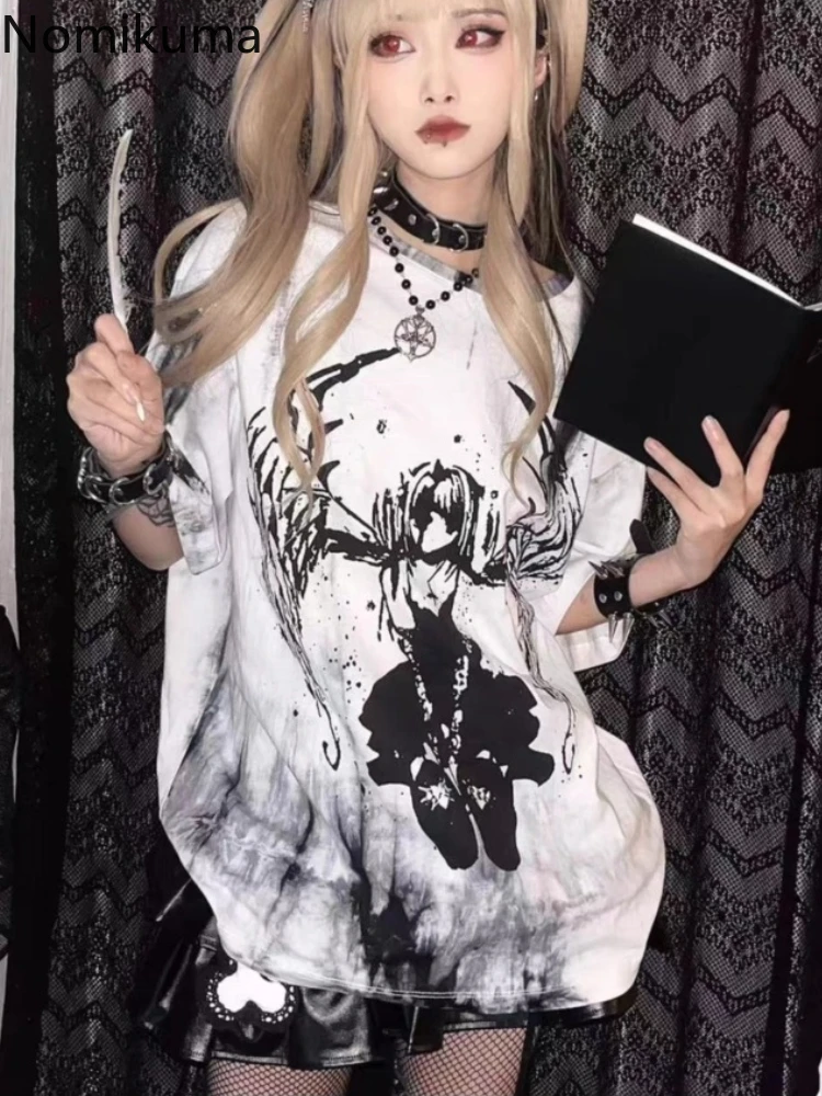 하라주쿠 Y2k 탑 여성용 일본 티셔츠 여름 티셔츠 streetwear anime print camisetas 캐주얼 패션 t 셔츠 2025 ropa mujer - AliExpress