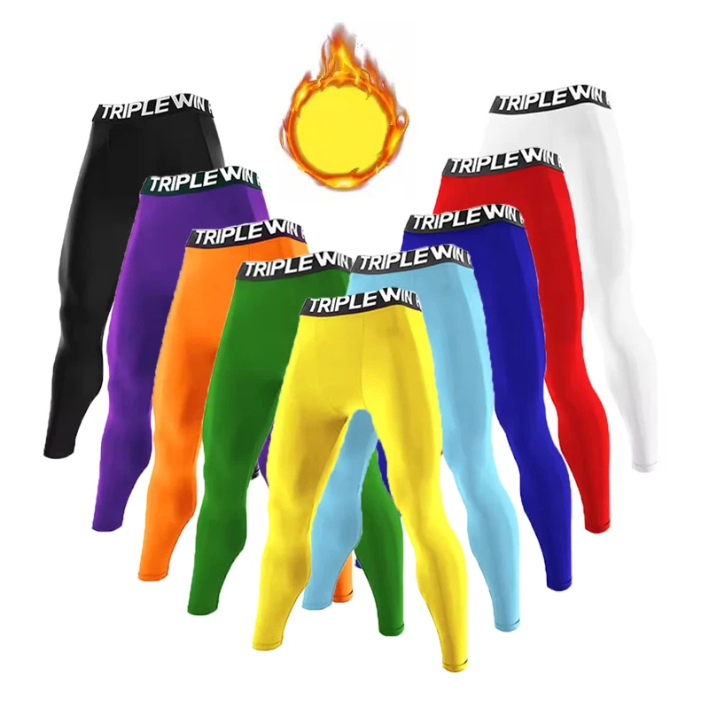 Men Fleece Thermal Running Tights GYM Exercise Fitness Leggings Basketball Hiking Trainning Sport Soccer Compression Clothing 85 sports leggings compression pants
