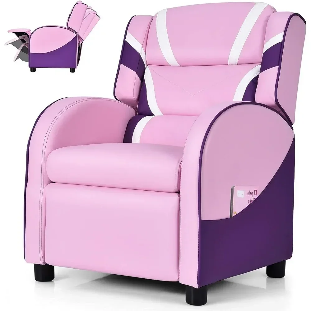 Kids Recliner Sofa, Children Leather Armchair Couch w/Footrest, Headrest, Gaming Reclining Chair for Living Room Nursery 2