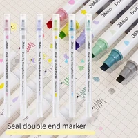 6 Colors Stamp Double Headed Art Markers Highlighter Pen Star/Heart/Moon/Drop/Square for Scrapbook Diary Poster Christmas Card 1