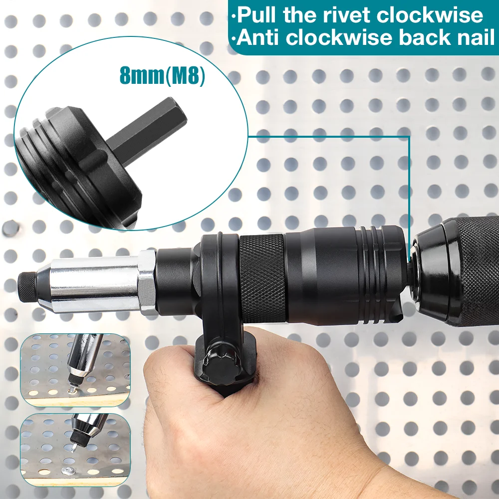 New Electric Rivet Gun Tool Adapter Insert Fastening Tool Household Cordless Rivet Gun Converter 2.4MM/3.2MM/4.0MM/4.8MM/6.4MM rivet gun