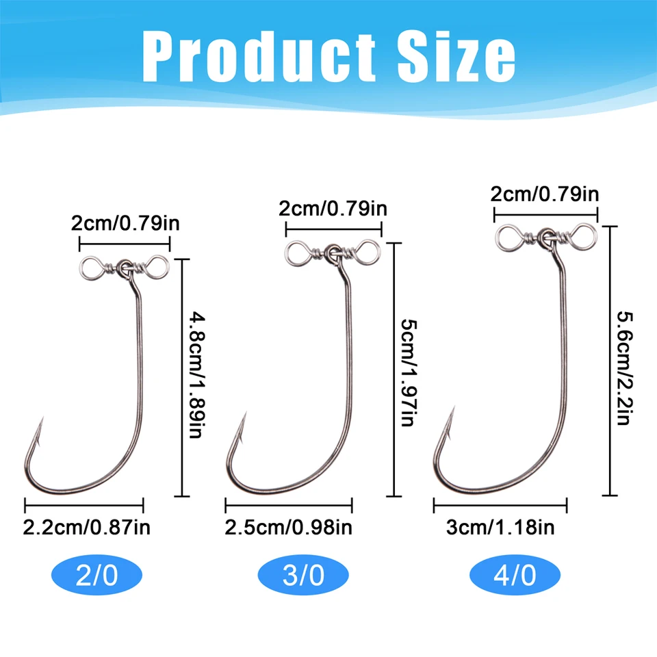 9KM Spin Shot Hooks For Drop Shot Rigs 10~40Pcs EWG Hook For Bass Fishing With Swivel Saltwater Freshwater Catfish Worm Hook