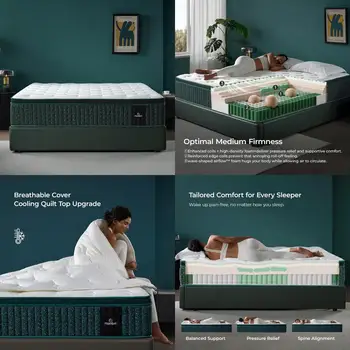 14 Inch King Size Hybrid Mattress - Plush Firm, Cooling Gel Foam and Pocketed Coils for Enhanced Support and Comfort
