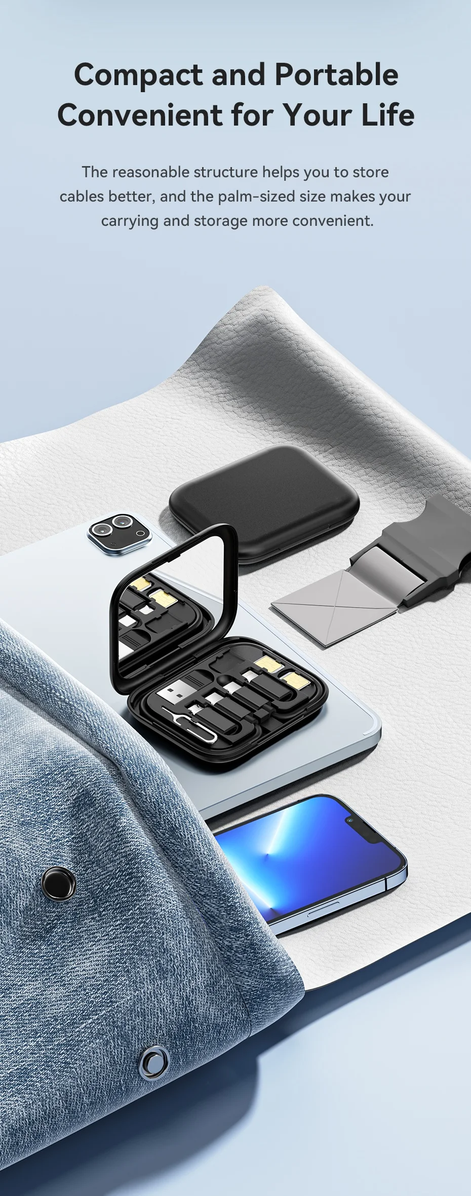 60W USB Type C To USB C Cable 4 In 1 Mini Data Cable Set Storage Box Fast Charging Charger Mobile Phone Holder For Xiaomi Huawei