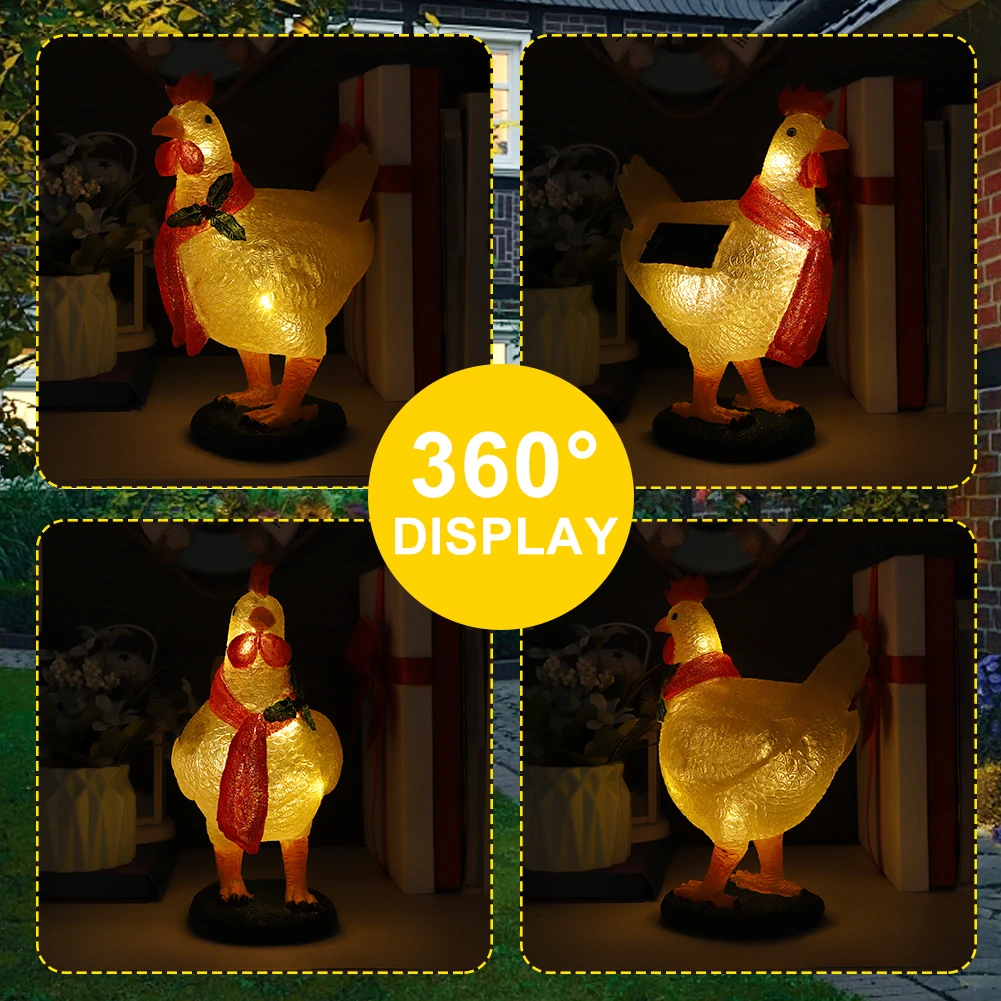 Waterproof Resin Solar Chicken Garden Lamp