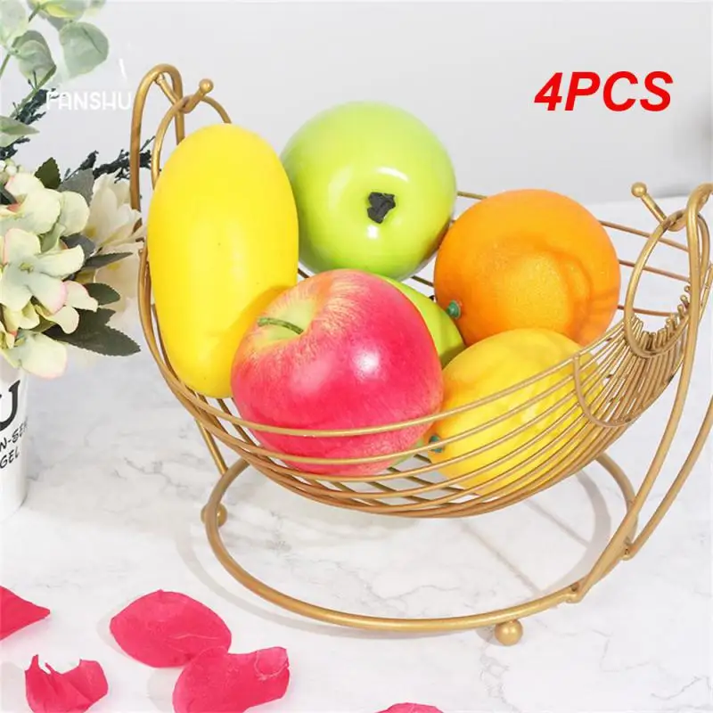 

4PCS Hammock Shaped Fruit Vegetable Basket Woven Iron Wire Fruit Snack Bread Food Vegetables Storage Hamper Serving Display Tray