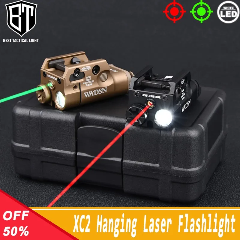 WADSN Tactical Scout XC2 Outdoor Hunting Weapon Glock 17 18 19 Hanging Metal Pistol Red Green Laser Flashlight Fit 20mm Rail wadsn tactical guard wood guide rail nylon metal 6 pcs fit moe mlok keymod system product has 20mm picatinny rail