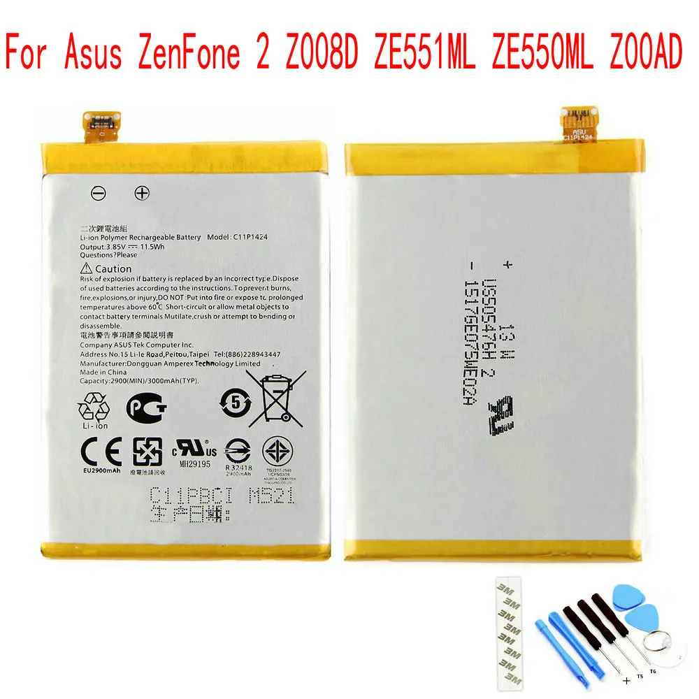 

Оригинальный аккумулятор C11P1424 3000 мАч для Asus ZenFone 2 ZE551ML ZE550ML Z00AD Z00ADB Z00A Z008D, 5,5 дюймов