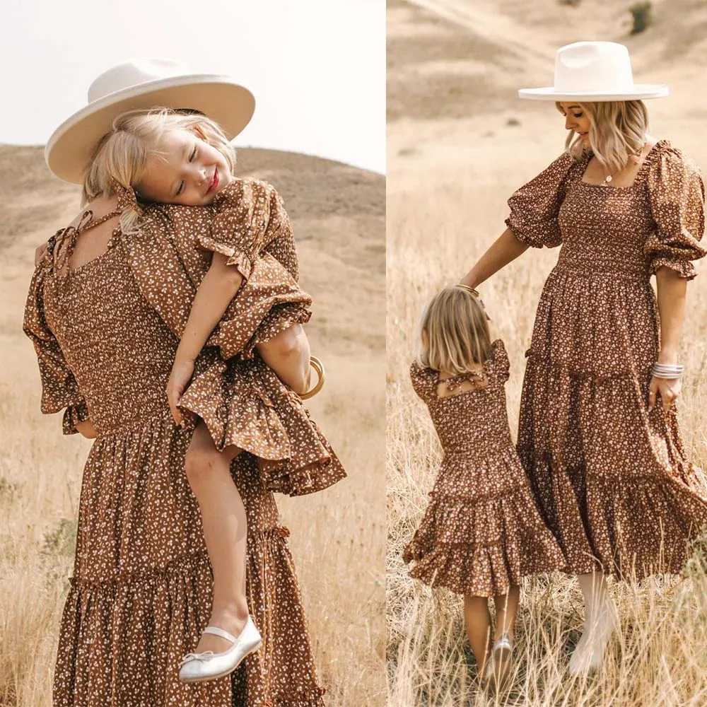 Family Mom Baby Women Girls Dress Summer Mother Daughter Matching Dresses Pink Grid Family Look Mom And Me Clothes Outfits