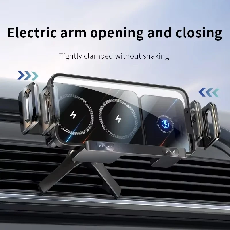 Automatic Dual Coil Wireless Charger For IPhone Samsung Galaxy Z Fold 2 Flip 4 3 Phone Holder Car Fast Charging Station_voghion.com