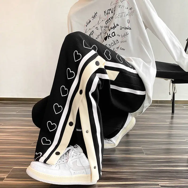 

Harajuku Wide Leg Oversize Pants Men's Streetwear Clothes Side Split Baggy Loose Sport Casual Trousers Sweatpants