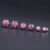 GEM'S BALLET Round Cut Pink Grey Yellow Moissanite Stud Wedding Earrings in 925 Sterling Silver Moissanite Six Prongs Earrings - Image 2