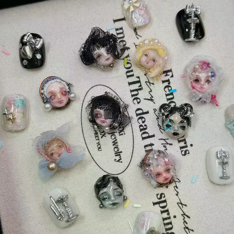 1 Set Facial Doll 3D Silicone Mold Nail Art Decoration DIY Design Nails Mold Wearing Armor Accessories