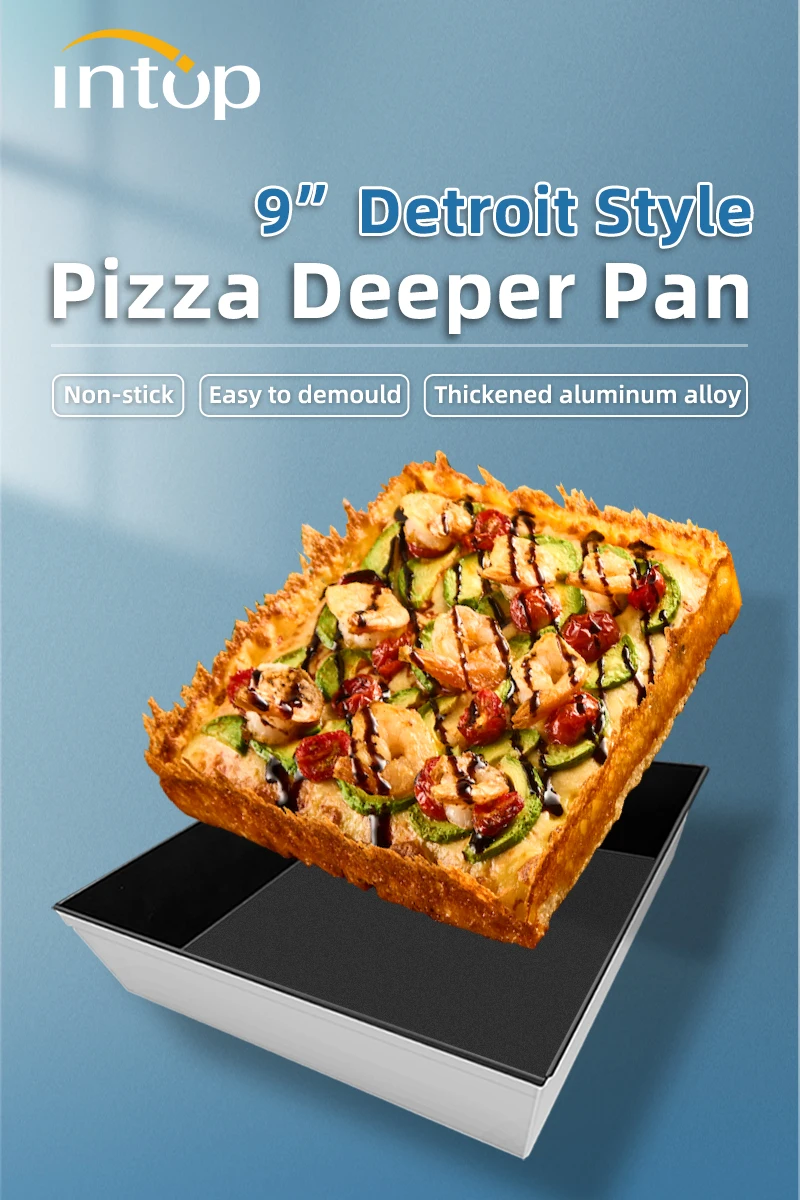 Description Picture 2 of itemintop Kitchenware 9" Detroit pizza pan baking & dishes pan non-stick Authentic Detroit-Style deep pizza pan hard-anodized