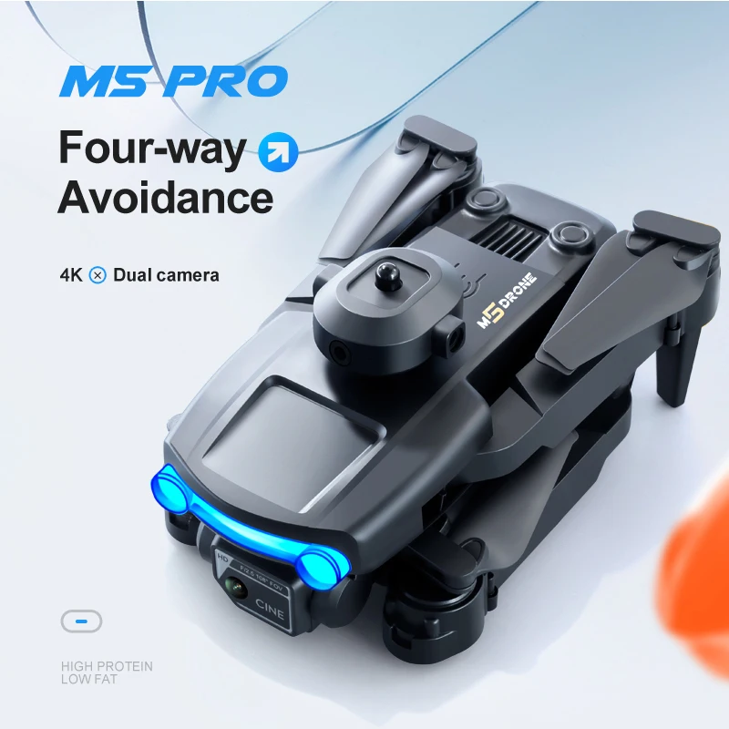 

M5 RC Drone Obstacle Avoidance Optical Flow Location WiFi FPV With 4K Dual HD Camera Altitude Hold Mode Foldable Quadcopter RTF