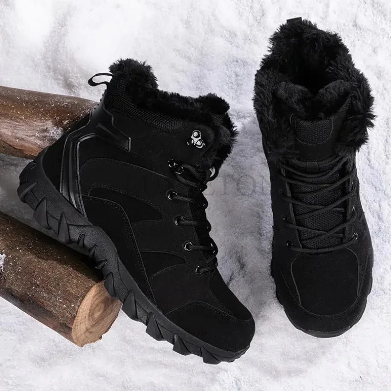 

Winter Waterproof Men Boots Plush Super Warm Snow Boots Men Sneakers Ankle Outdoor Desert Combat Army Boots Botas Hombre