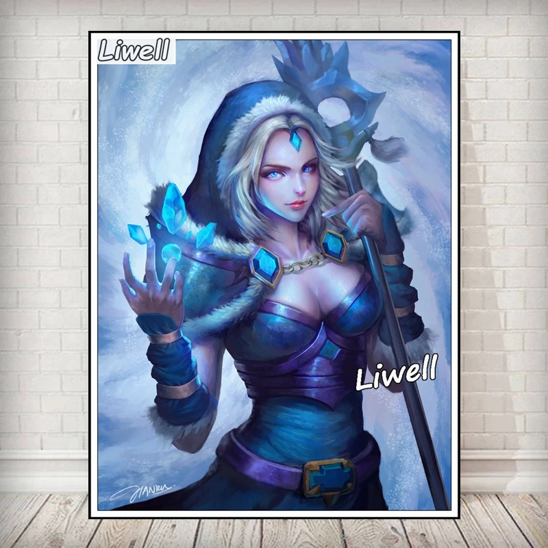 Game Dota 2 Heros Diamond Painting Art Lina Crystal Warrior Full Drills Mosaic Cross Stitch Handwork Gift Home Decor