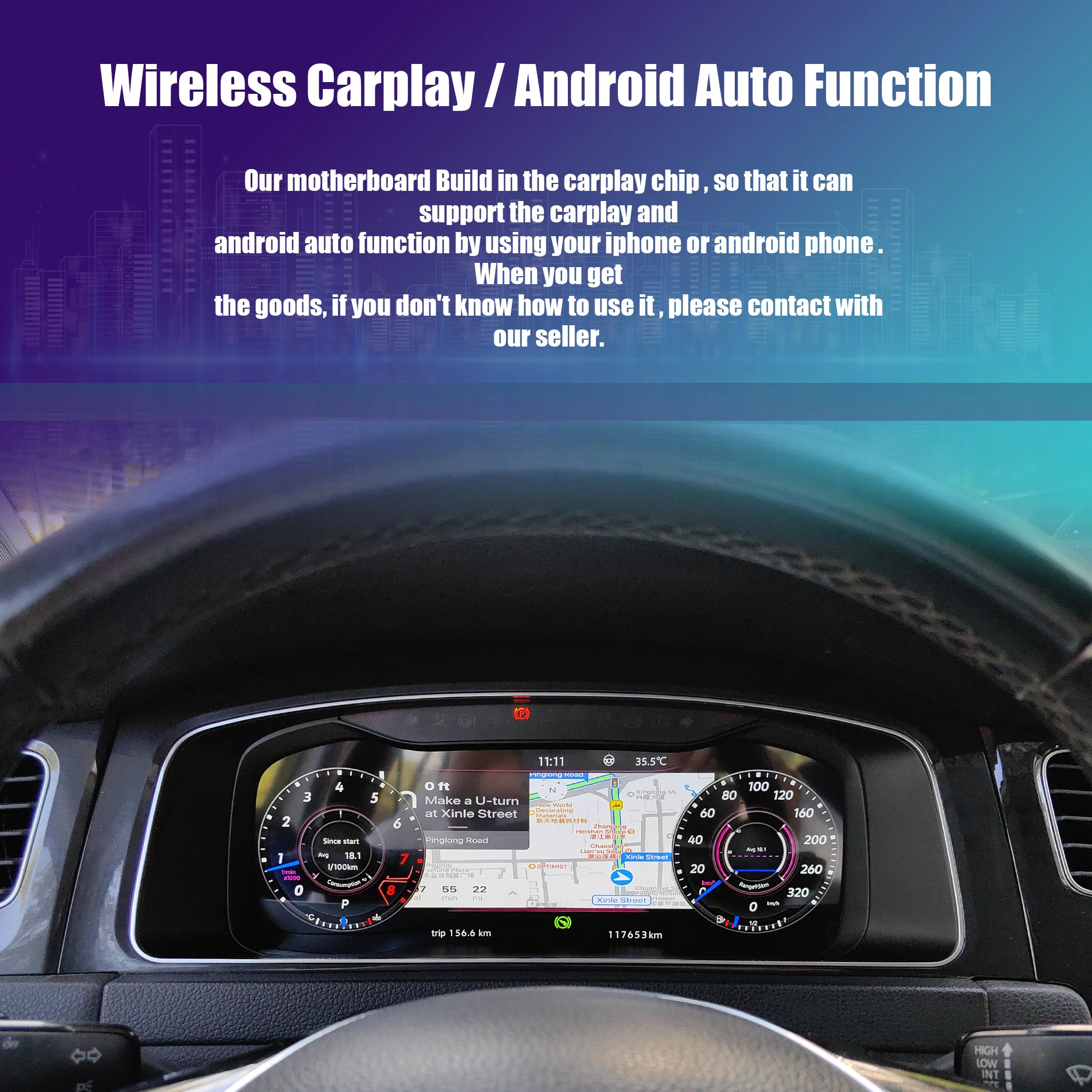 Panel de Instrumentos Digital LCD Linux de 12.3 Pulgadas para VW Golf7 7.5 R-Line GTI GTE R MK7 2013-2020, Carplay Inalámbrico, Android Auto, Cabina Virtual 2