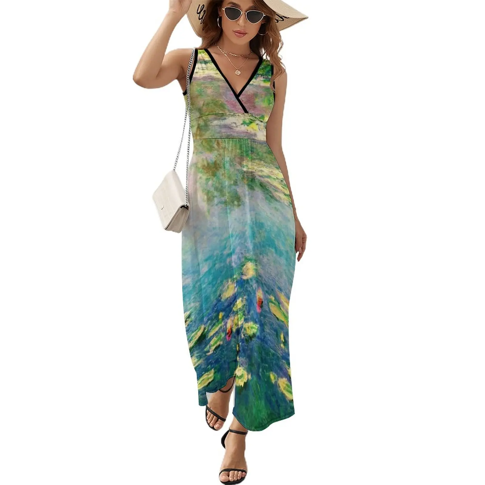 

Le jardin d'eau de Giverny | "Claude Monet's Water Garden" Sleeveless Dress women evening dress Summer dresses for women