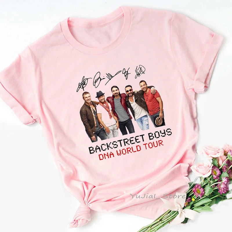 

Pink Tshirt For Women/Girls Backstreet Boys Dna World Tour Graphic Print T Shirt Femme Vintage Music Lover T-Shirt Femme Tops