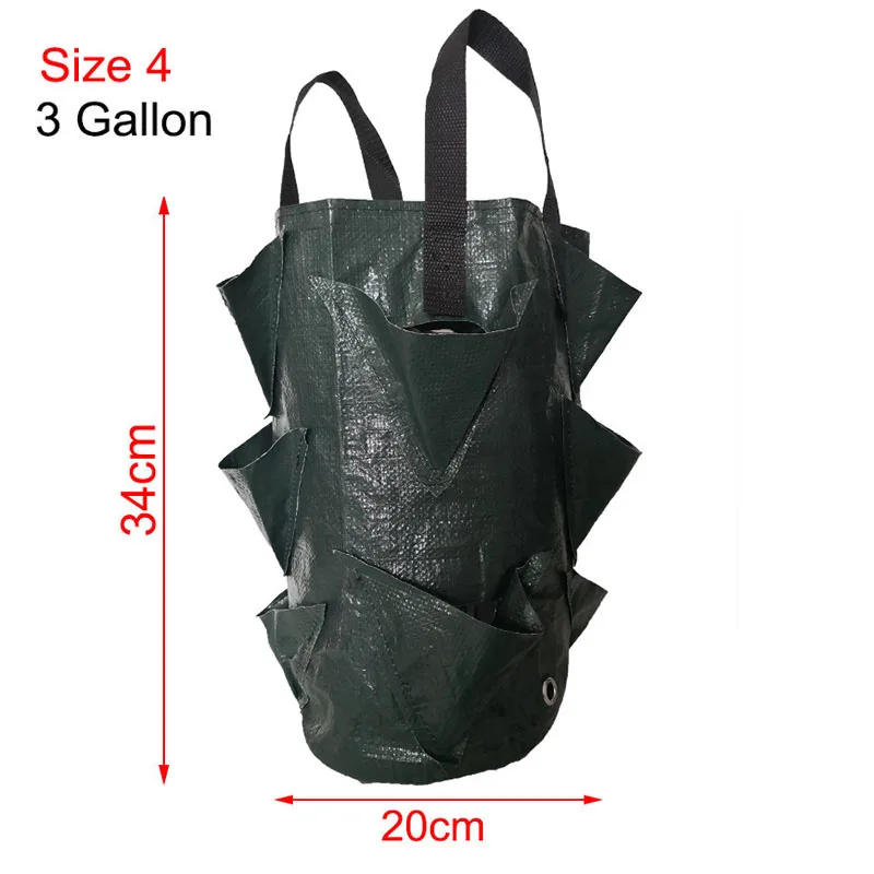 4 12 pockets Fabric Strawberry Plant grow Pot wall hanging growing flower Bags planting vertical Garden tools for greenhouse