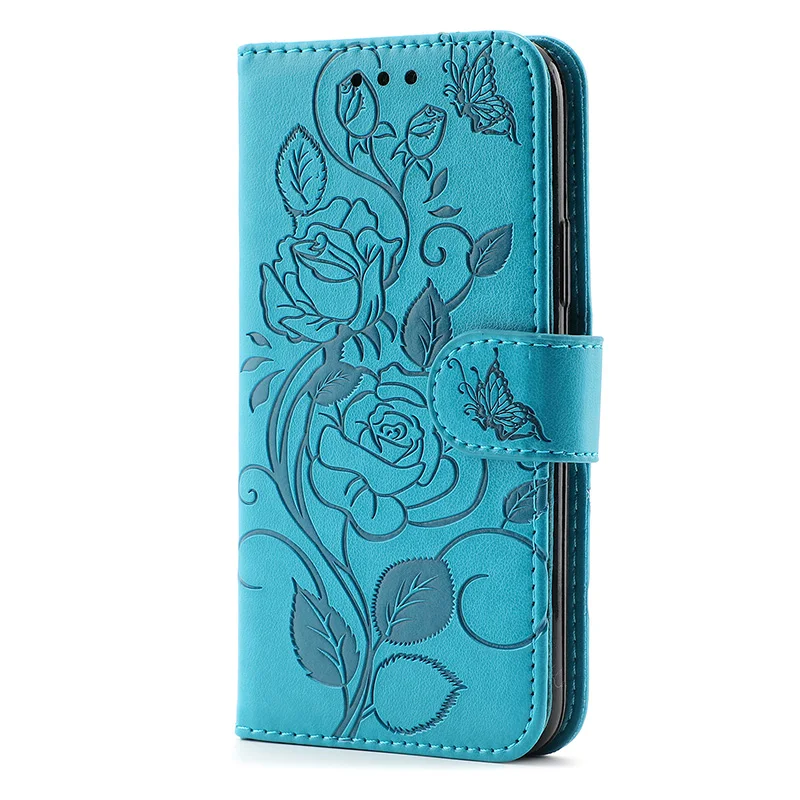 Elegant 3D Flower Leather Wallet Book Case with Card Slot and Photo Frame