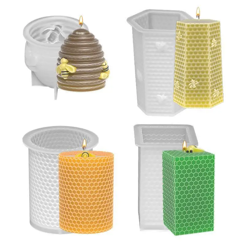 Aromatherapy Candle Mold Silicone Mold Silicone Candle Molds Silicone Candle Mold Candle Mold 3D Honeycomb Bee Candle Silicone Molds Aromatherapy Plaster Crystal Epoxy Soap Expory Resin Molds DIY Handmade Candle Crafts