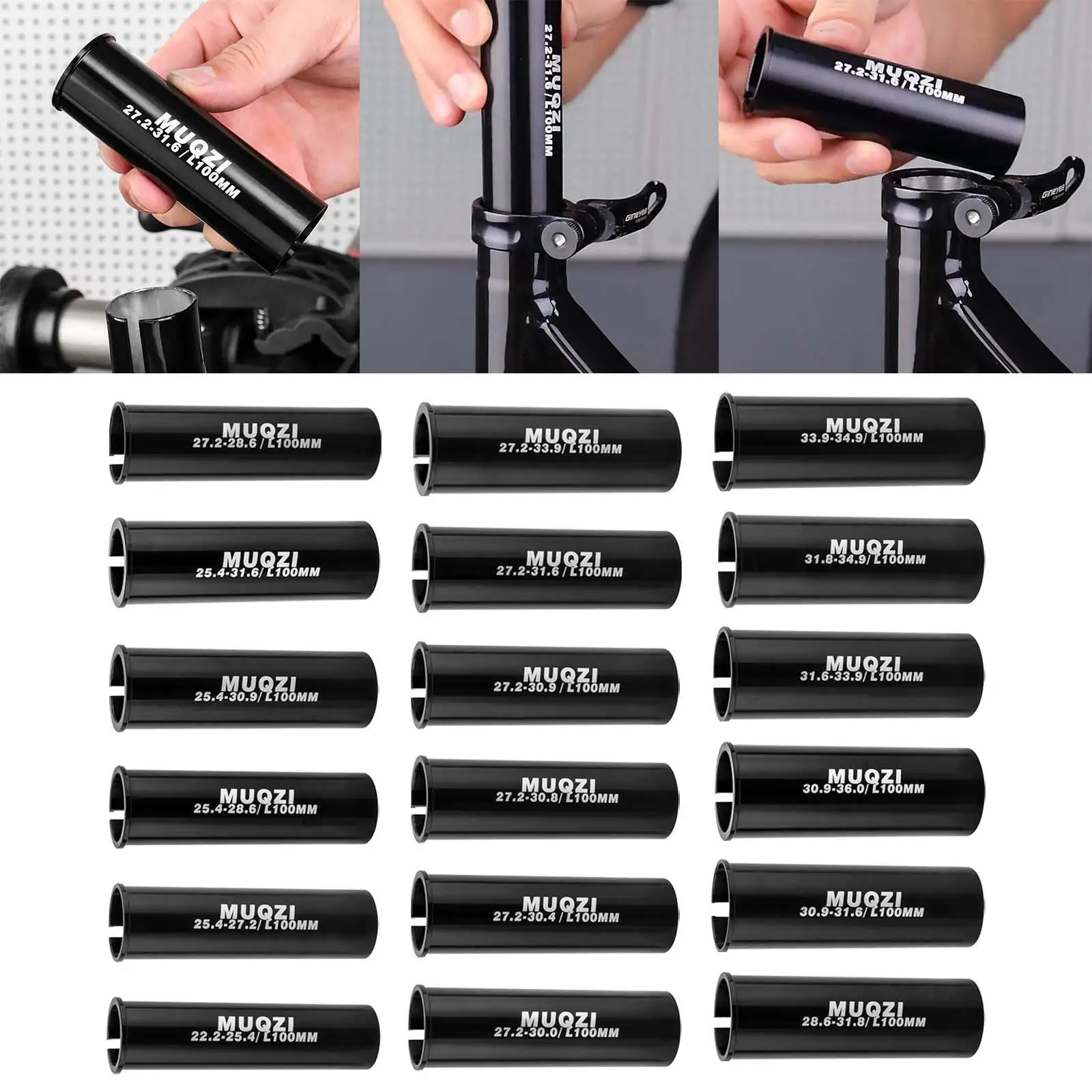 Bike Seat Post Shim 100mm Long Reducing Sleeve for BMX Mountain Bike
