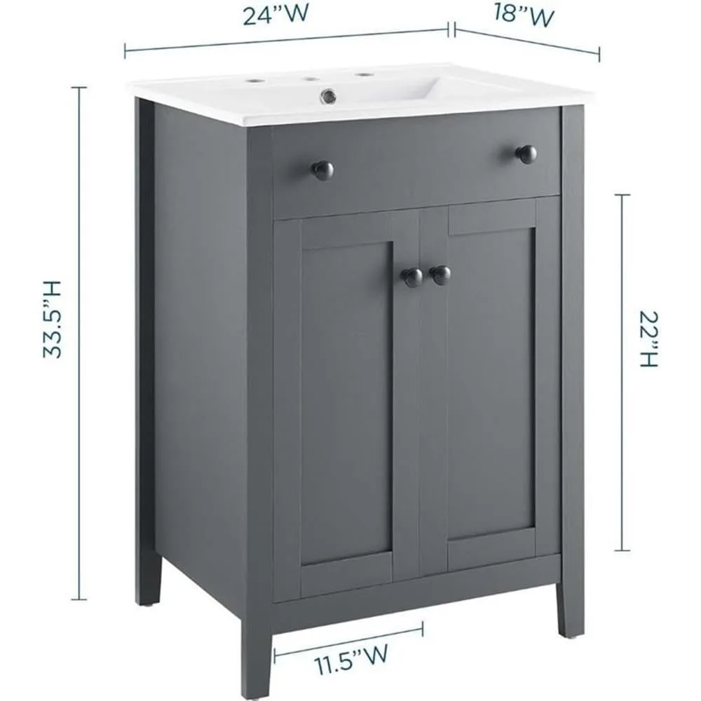 Classic modern minimalist design Bathroom vanity cabinet, 24 ", white sink, gray Product Dimensions 18"D x 24"W x 33"H 3