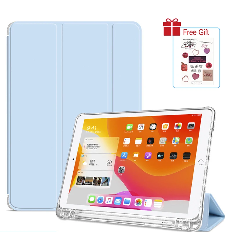 

For New iPad 10th Generation iPad Air 4 5 2022 Case 10.2'' 7/ 8/ 9th Gen iPad air 1 2 9.7 2017 2018 Trifold Cover with Pen Slot
