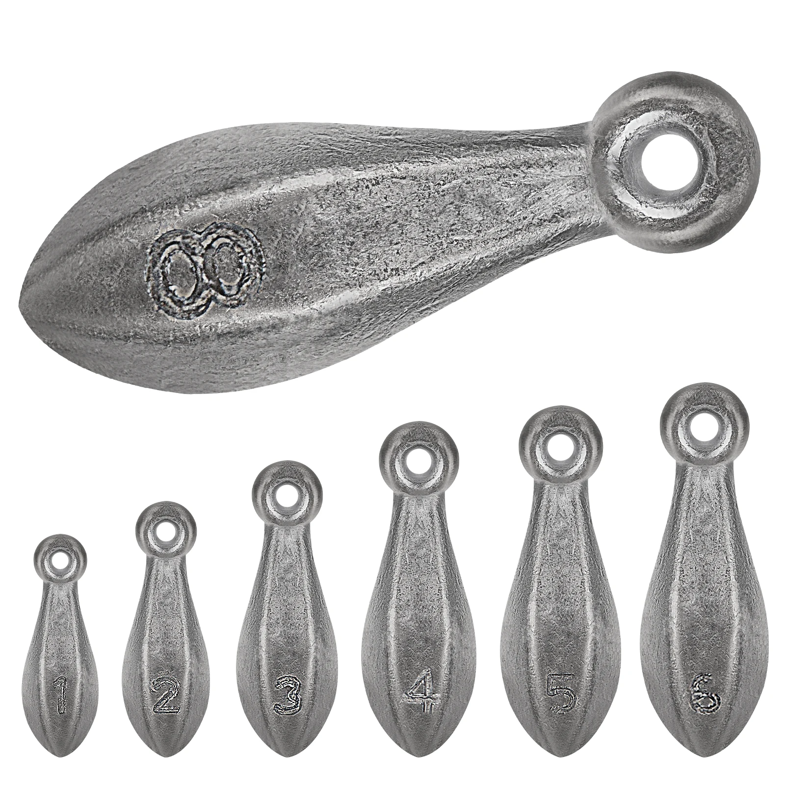 5pcs8pcs10pcsFishingWeightsSinkersSetStreamlinedFishingSinker