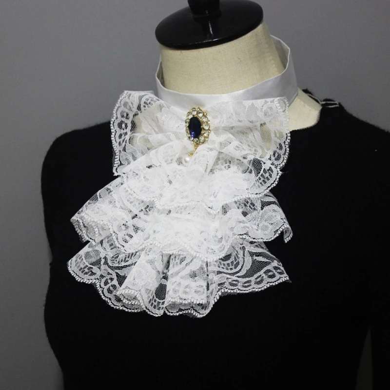 Victorian Jabot Collar Renaissance Detachable Lace Ruffled Neck