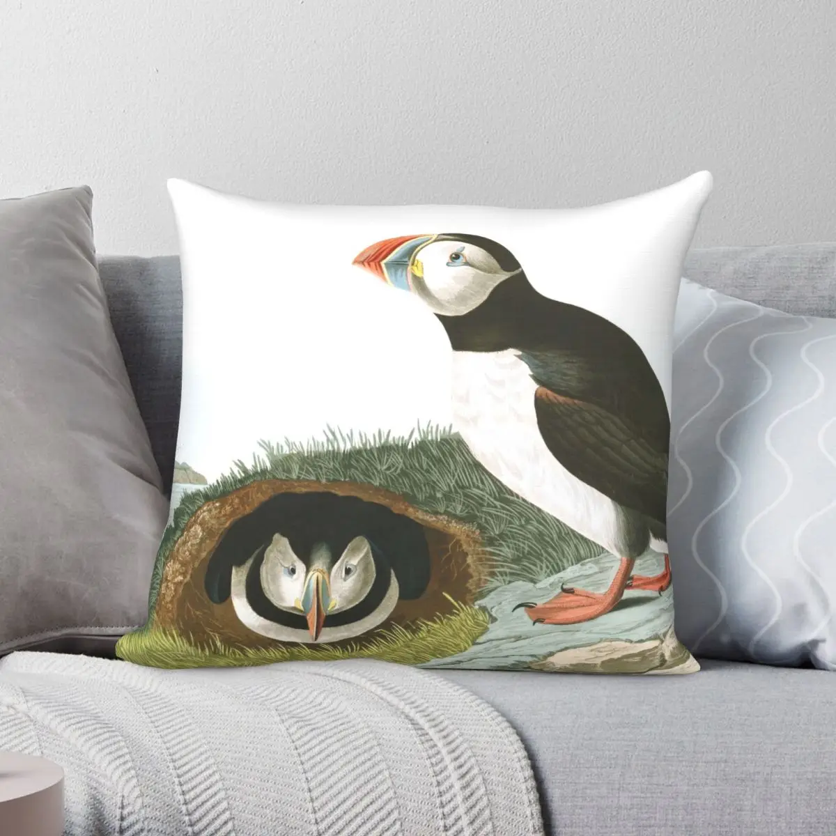 

Квадратная подушка Atlantic Puffin John James Audubon, чехол из полиэстера, льна, бархата, с принтом, на молнии, декоративная подушка, чехол, подушка для комнаты, чехол