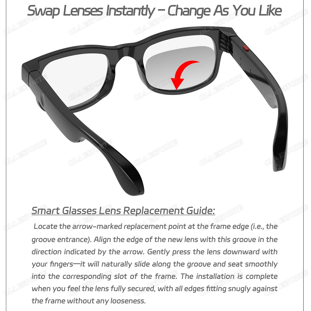 New Smart Glasses Interchangeable Lenses Multi-function Wireless Bluetooth Headset Call Music Touch Smart Sunglasses Men Women