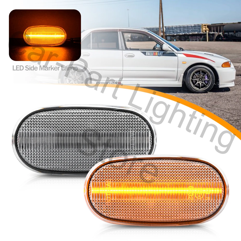 

2 шт. светодиодные динамические янтарные боковые габаритные огни для поворотников крыльев для Mitsubishi Outlander Pajero 3 Lancer 8 Montero Wagon