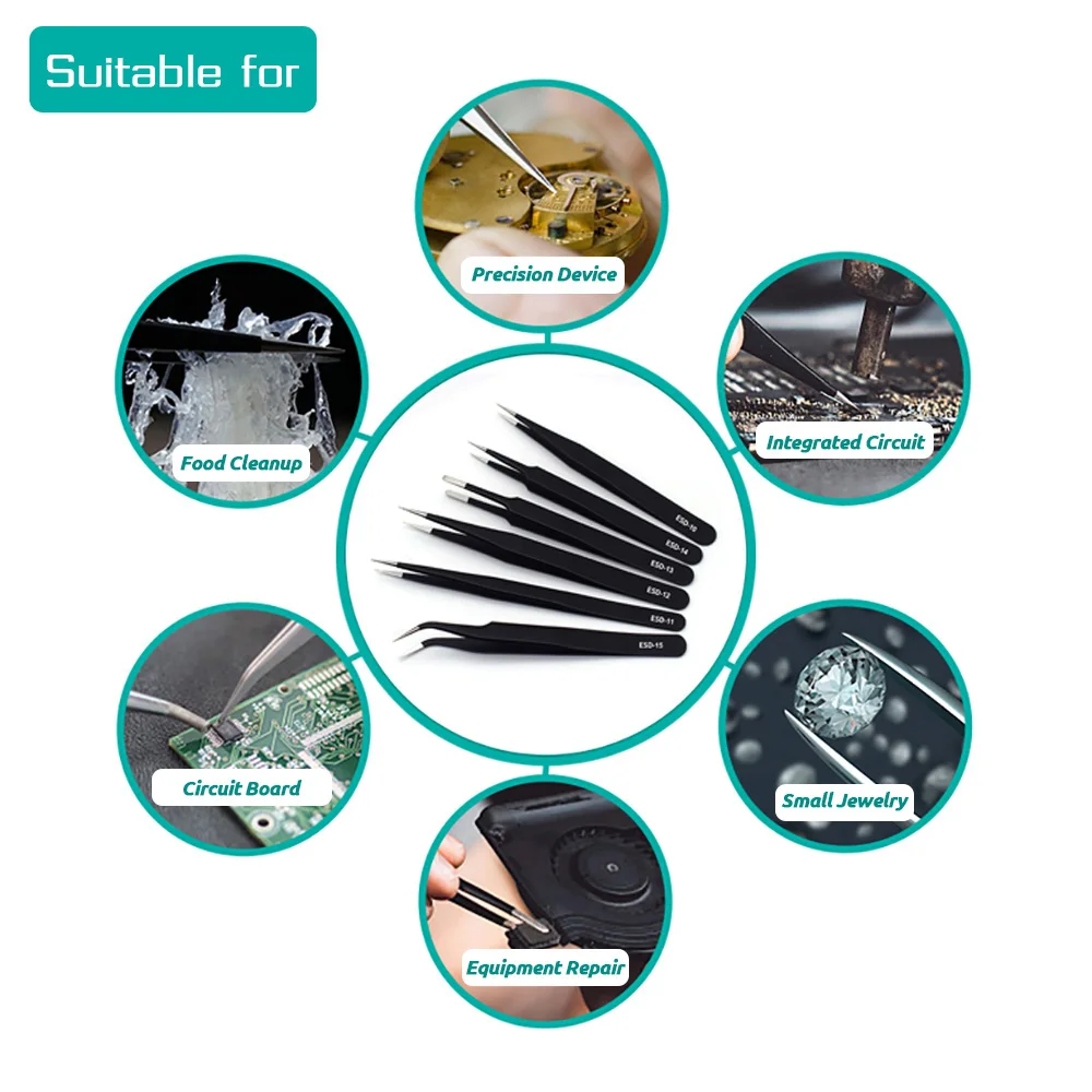 Stainless Steel Curved Straight Tweezer Nail Art Rhinestones Nipper Picking Tool Sequins Beads Making Tool Hand Set tweezer tool