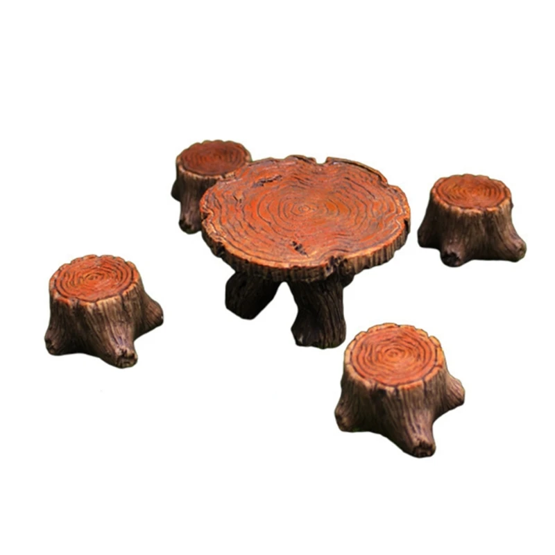 

Natural Stump Table Chair Set Garden Decor for Indoor Outdoor