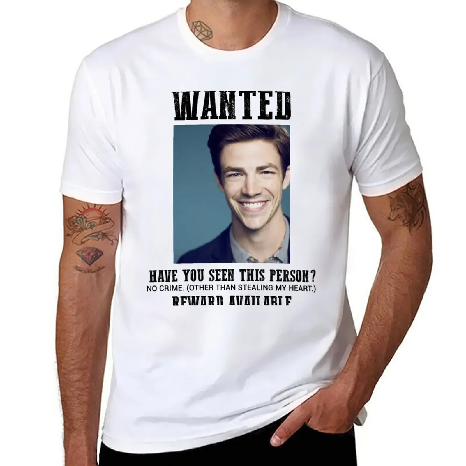 

wanted: grant gustin T-Shirt korean fashion plus sizes mens tall t shirts