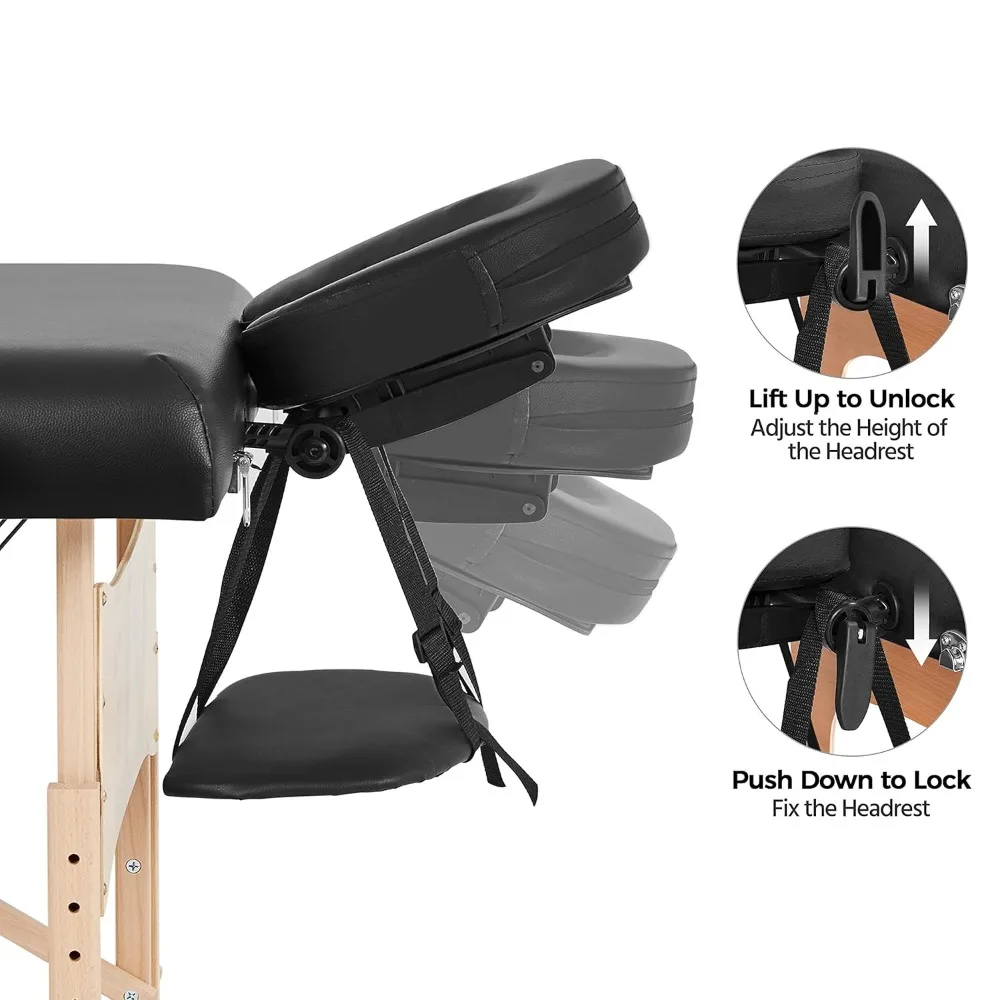 Portable Foldable Massage Table with Bolster and Carrying Bag for Beauty and Facial