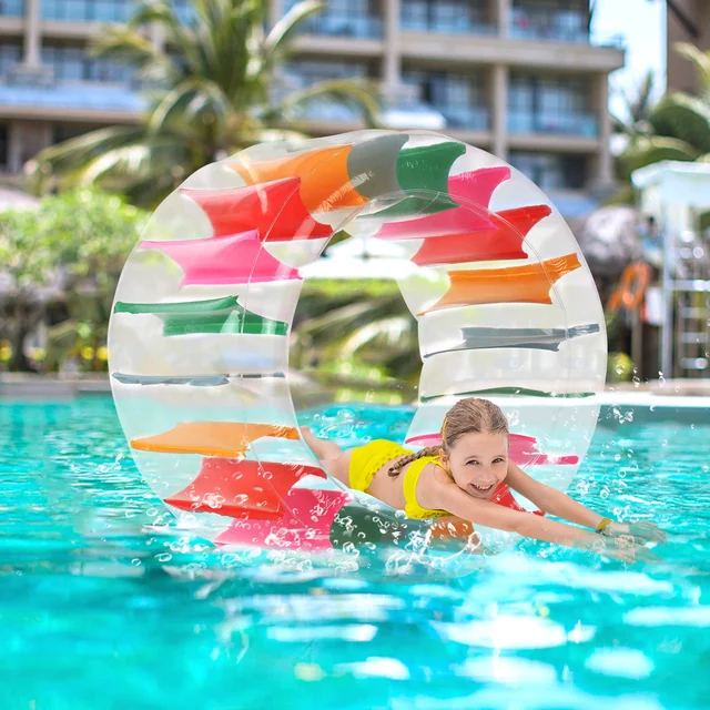 40 Inch Large Inflatable Water Wheel Roller Float Colorful Pool Float Kids Indoor Outdoor Pool Lake Beach Backyard 5