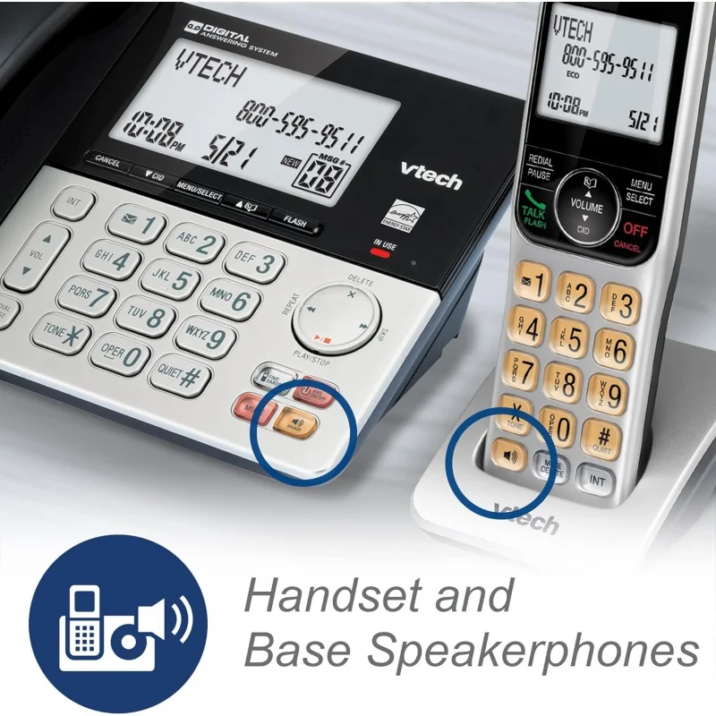VG208-2 DECT 6.0 2-Handsets Corded/Cordless Phone for Home with Answering Machine, Call Blocking, Caller ID