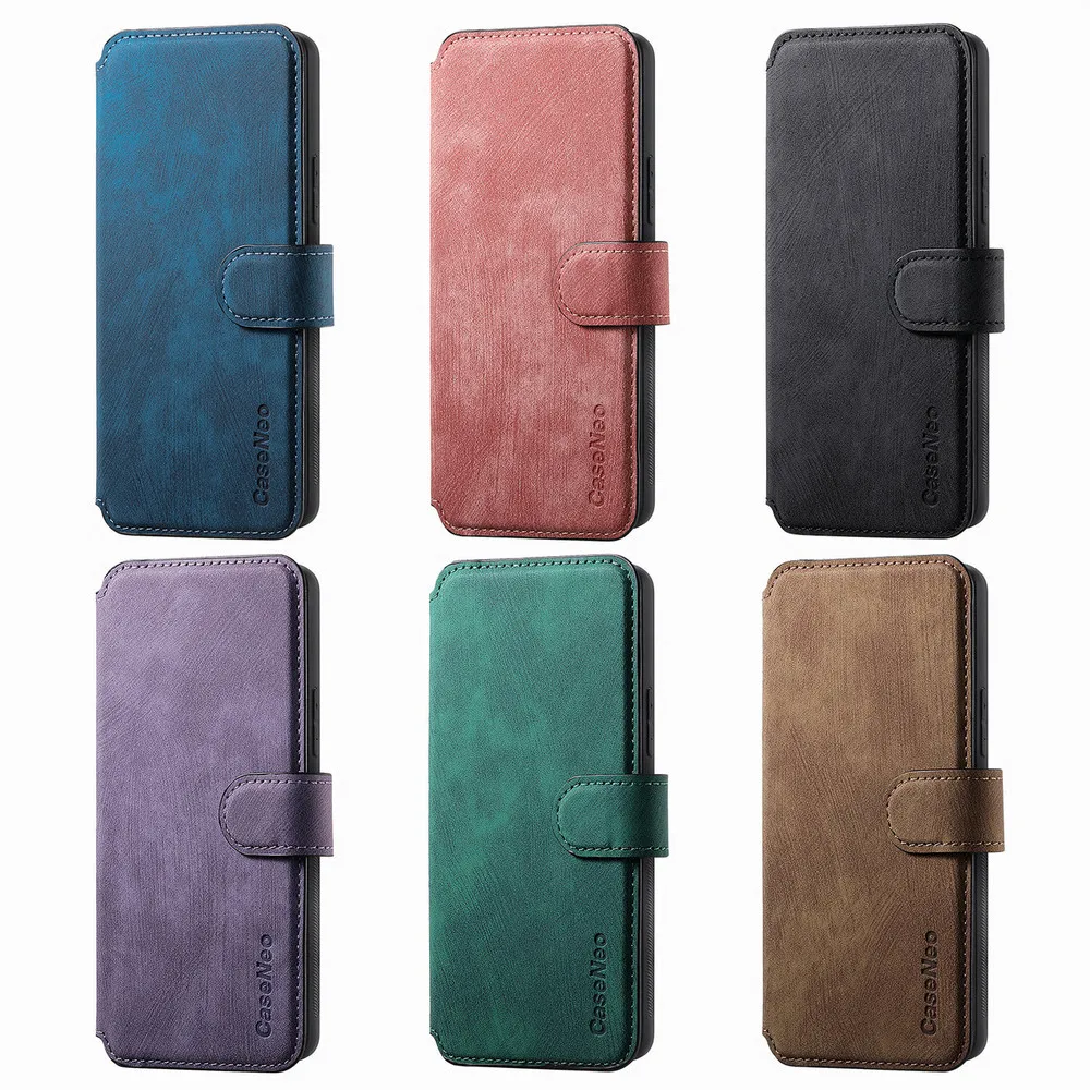 Leather Flip Wallet Case with Magnetic Closure